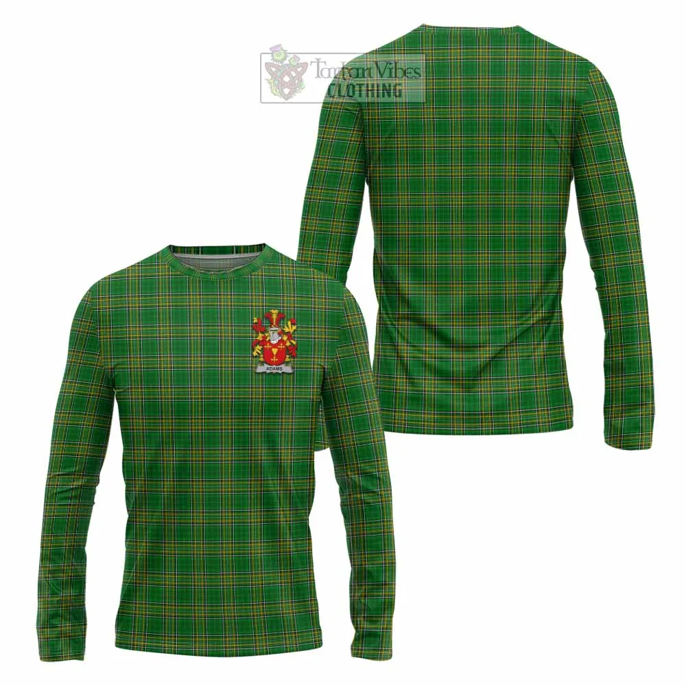 Adams Irish Clan Tartan Long Sleeve T-Shirt with Coat of Arms