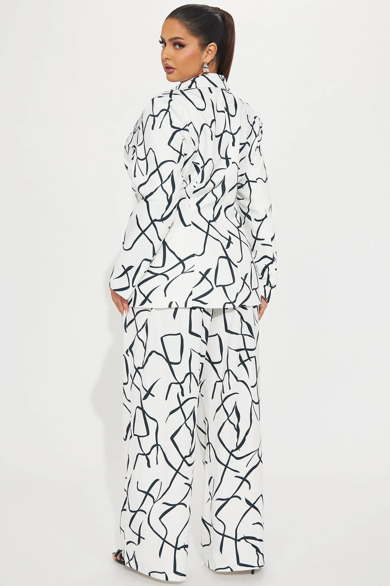 All The Talk Satin Pant Set - White/combo