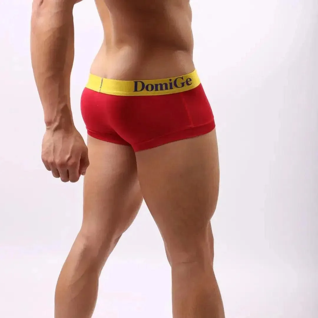 DomiGe Men's Low-Rise Trunks: Contrast Logo Waistband Trunks