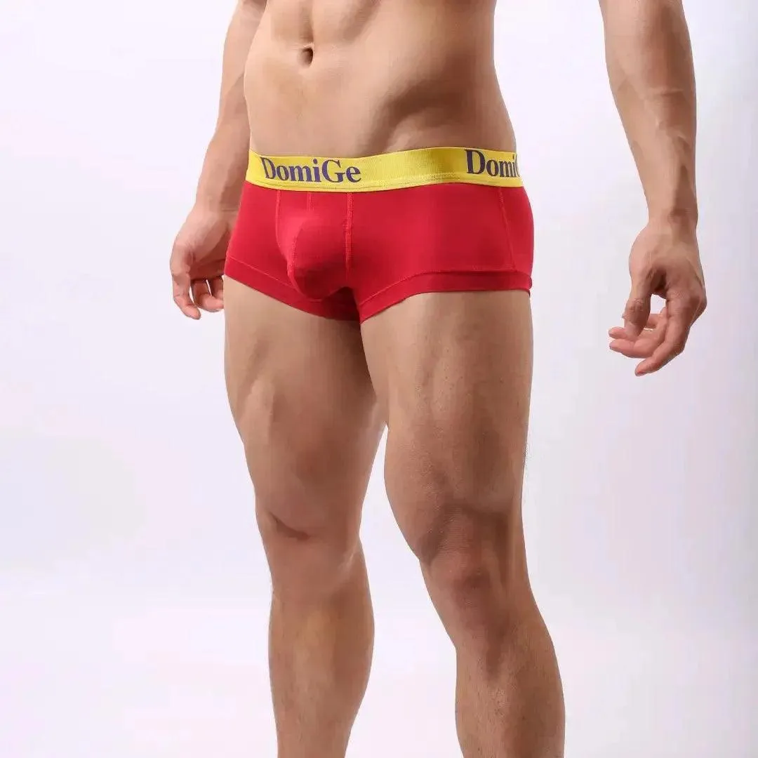 DomiGe Men's Low-Rise Trunks: Contrast Logo Waistband Trunks