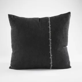 Ella Linen Cushion - Black/Off White
