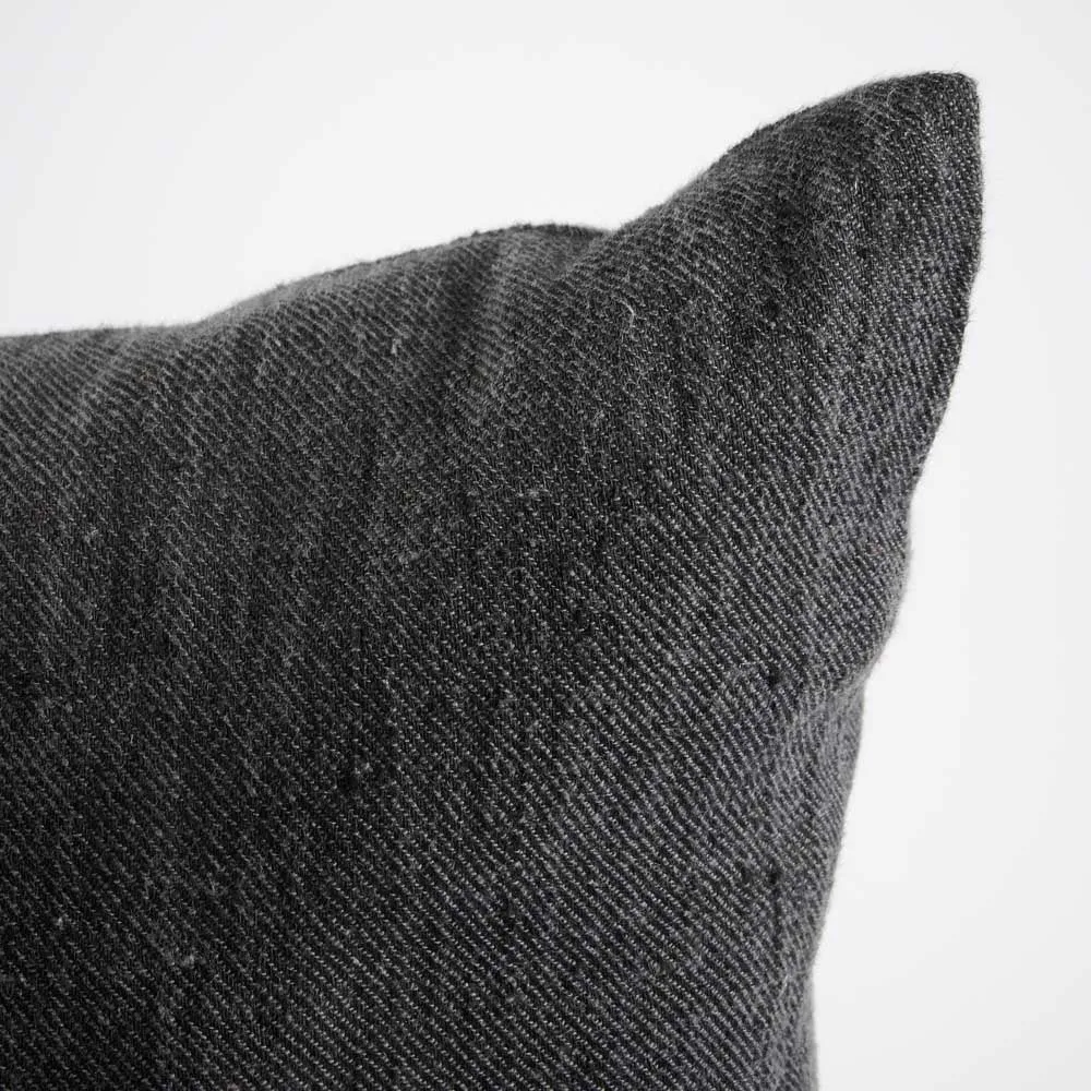 Ella Linen Cushion - Black/Off White