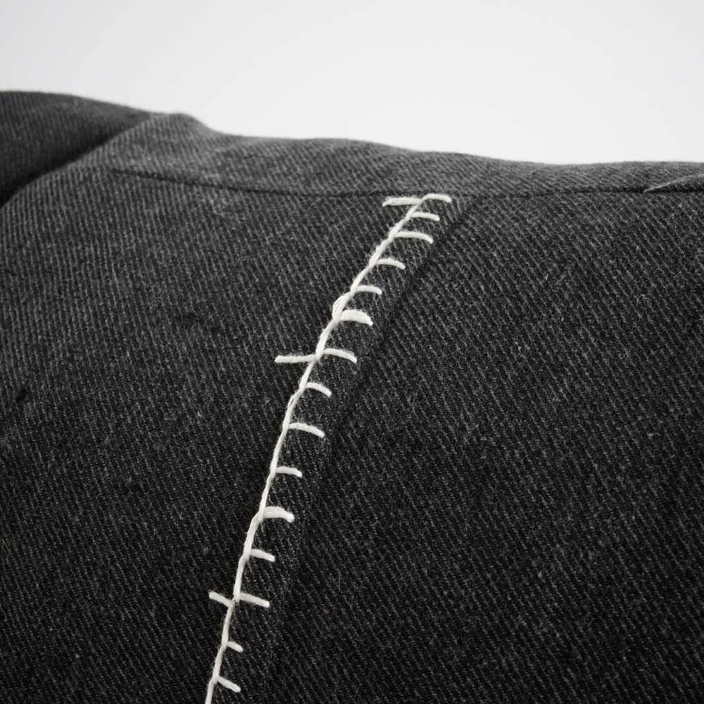 Ella Linen Cushion - Black/Off White
