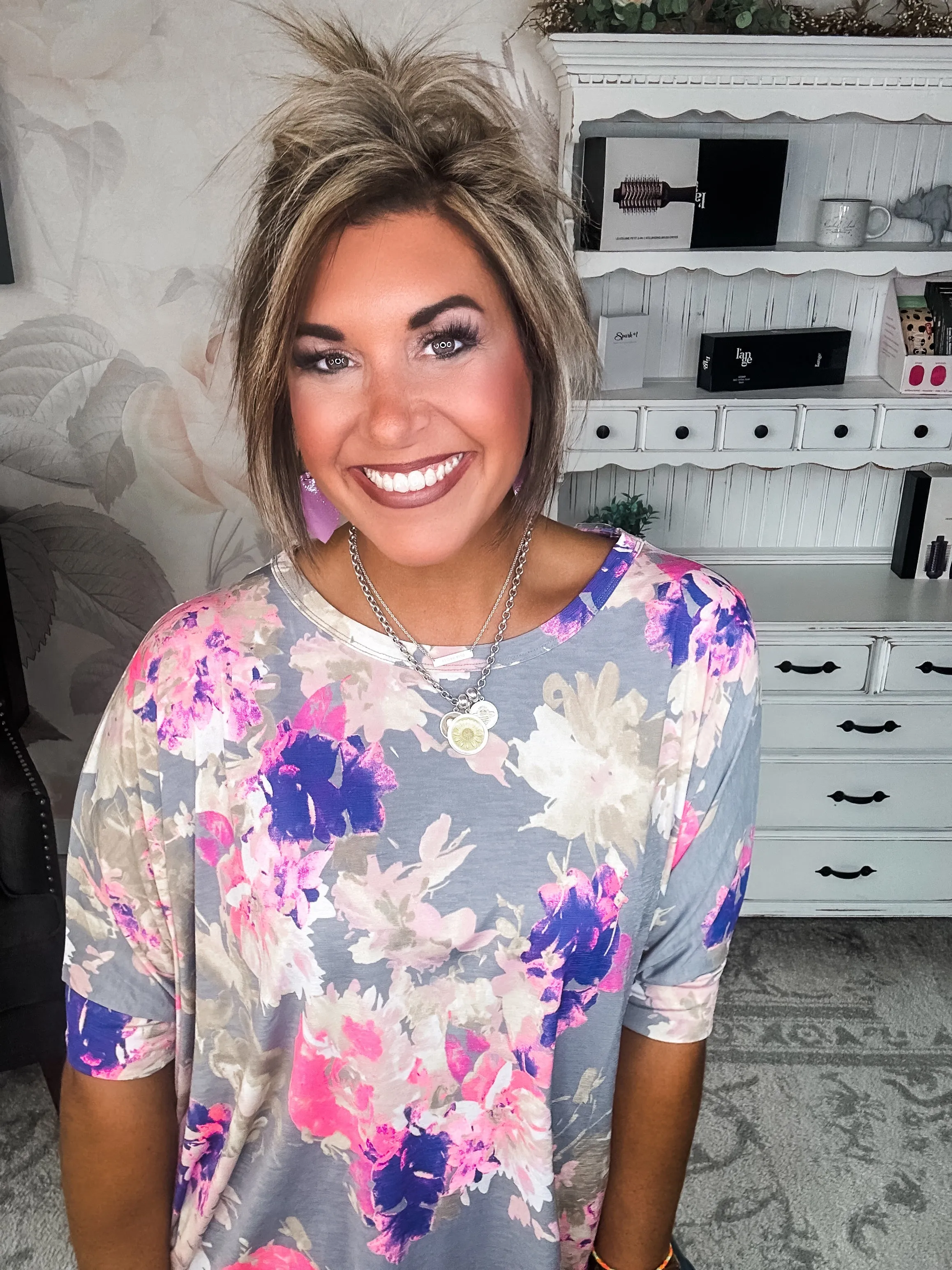 Feeling Free Tunic Top - Grey Pink