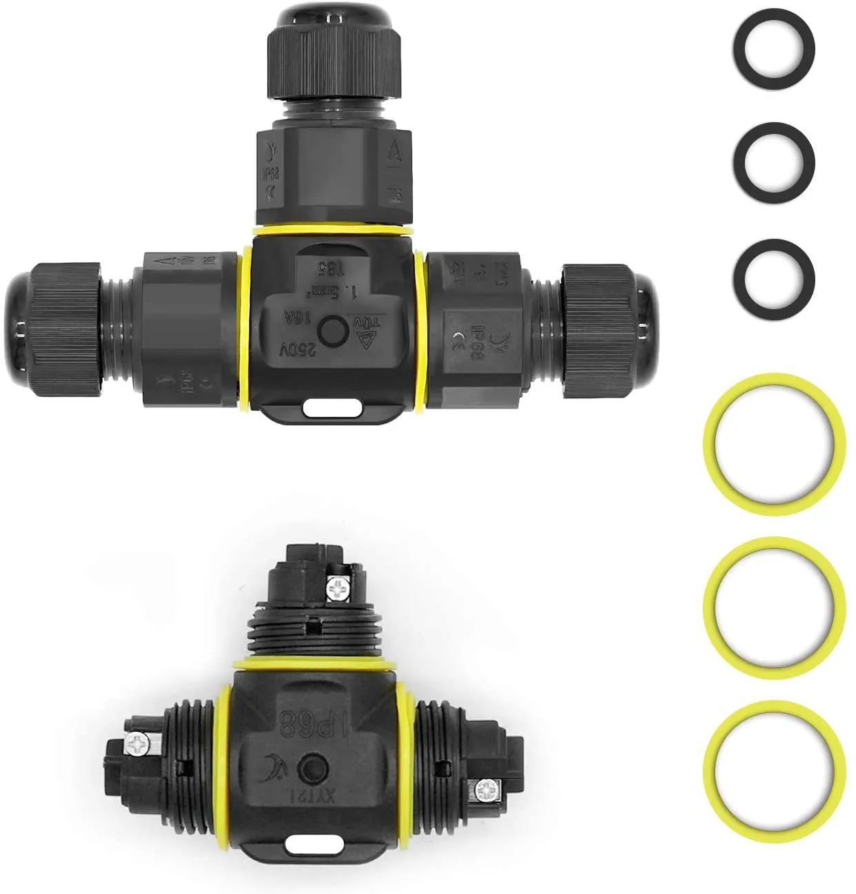 FluxTech - Main-Voltage Waterproof T Shape 3-Way Junction Cable Connector