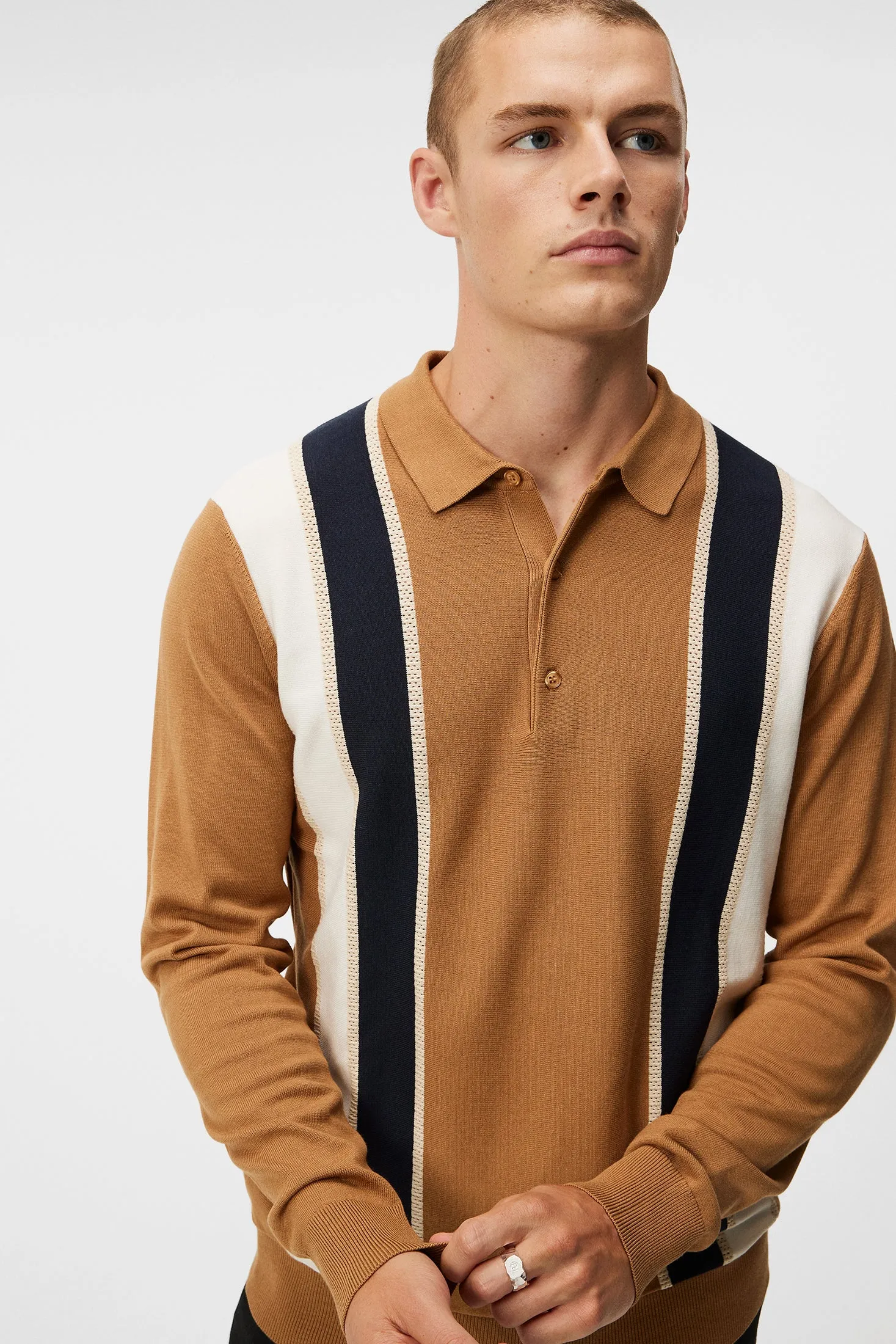 Heden Striped Knitted Polo / Chipmunk