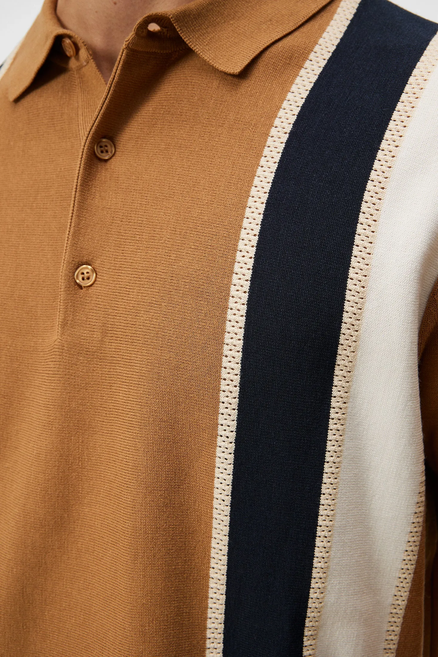 Heden Striped Knitted Polo / Chipmunk