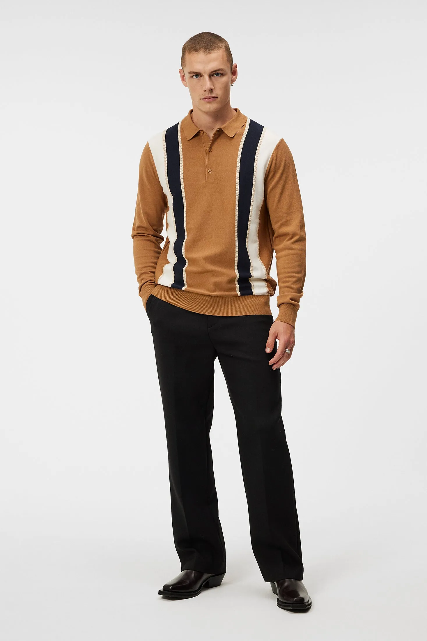 Heden Striped Knitted Polo / Chipmunk