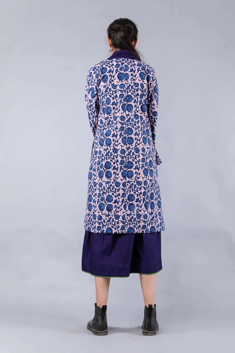 Kimono Jacket & Dress in Midnight blue, Blush Pink, Indigo handwoven cotton and hand block print (Set of 2)