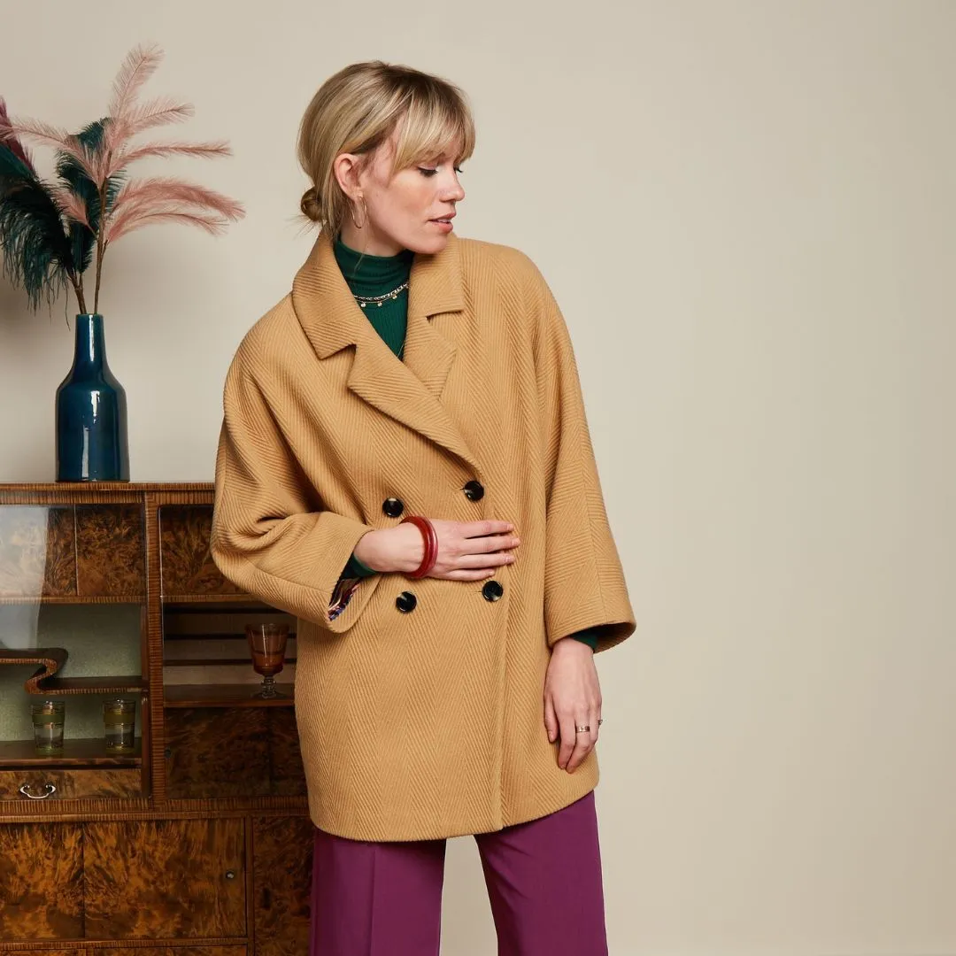King Louie Women's Shiya Kimono Coat Falaise in Biscotti