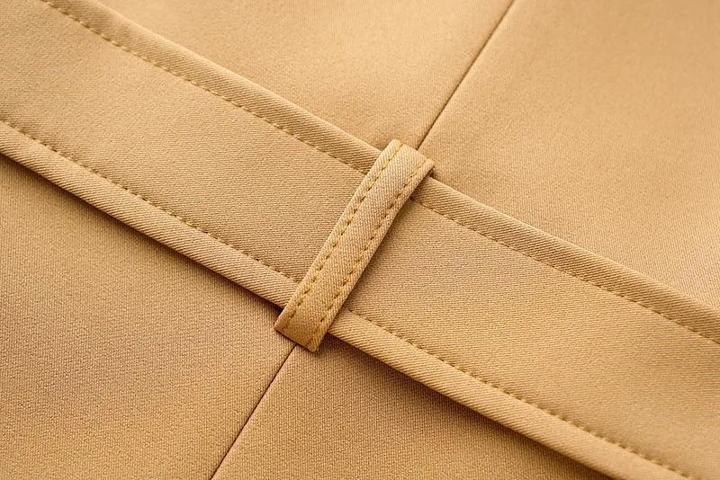 Ladies Solid Color Double Breasted Belted Blazer 0802