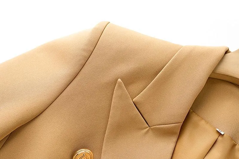 Ladies Solid Color Double Breasted Belted Blazer 0802