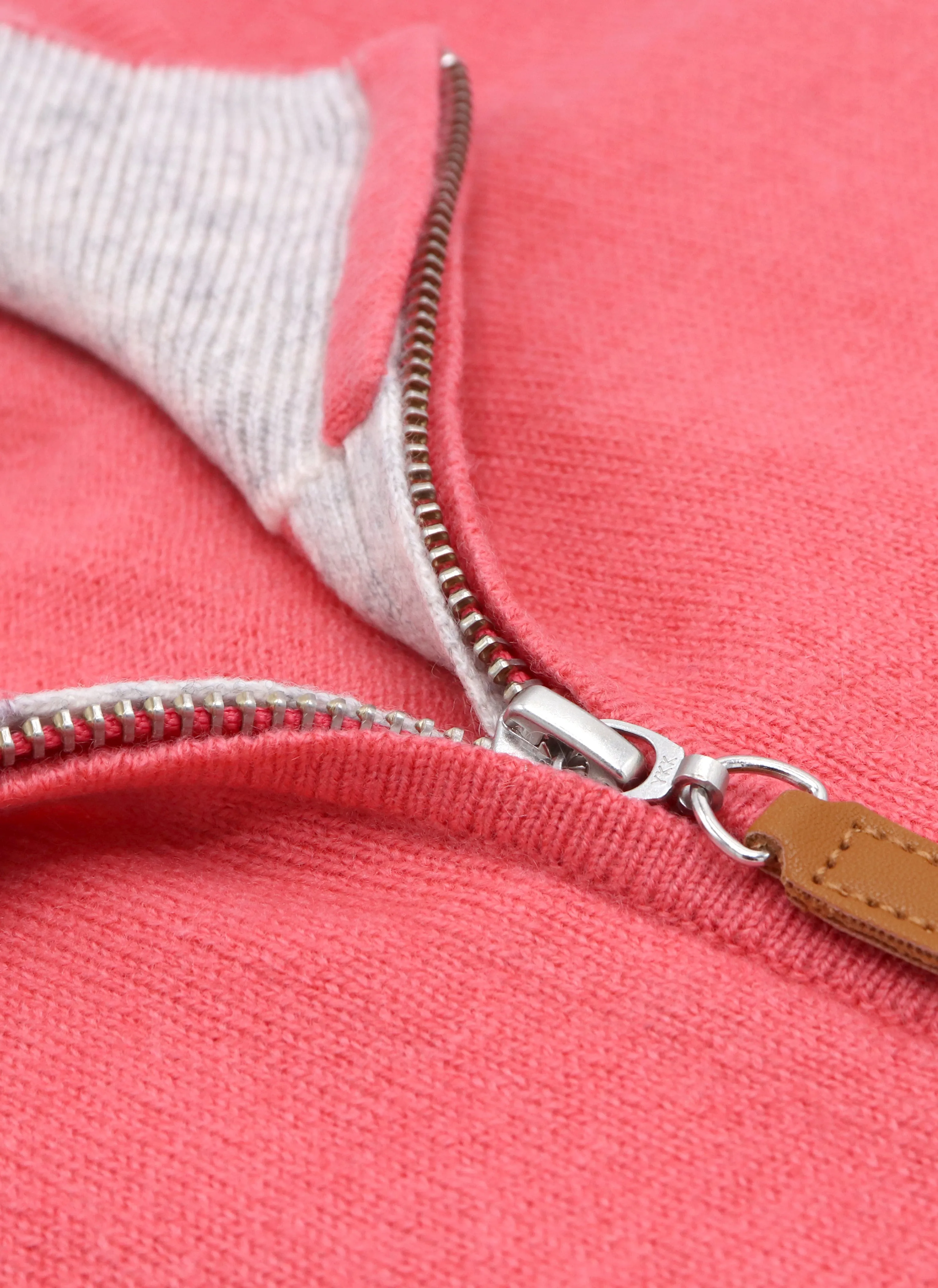 Men's Madison Quarter Zip Cashmere Sweater in Coral
