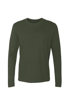 Men's Military Green Cotton Long-Sleeve T-Shirt