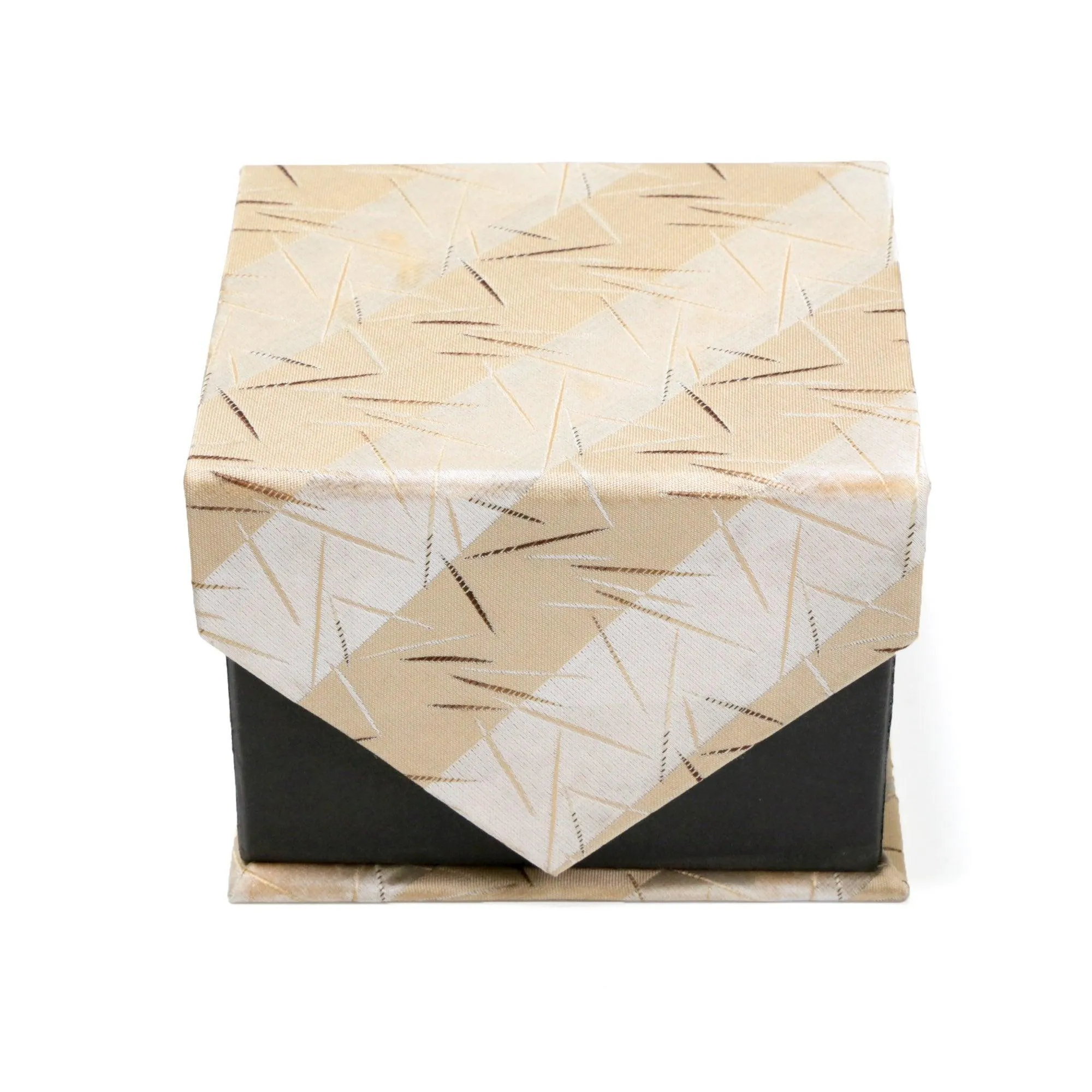 Men's Tan-White Scattered Striped Design 4-pc Necktie Box Set
