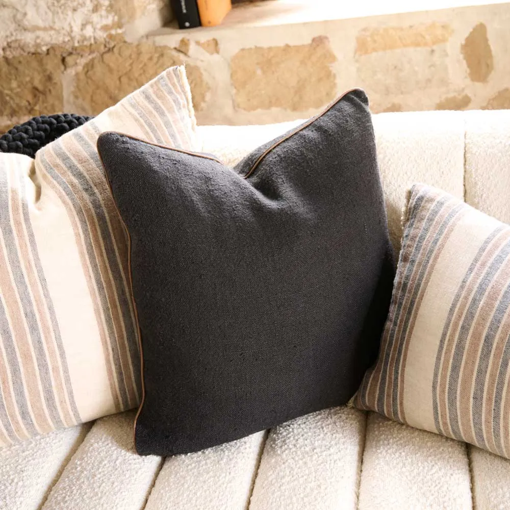Muse Linen Cushion - Black