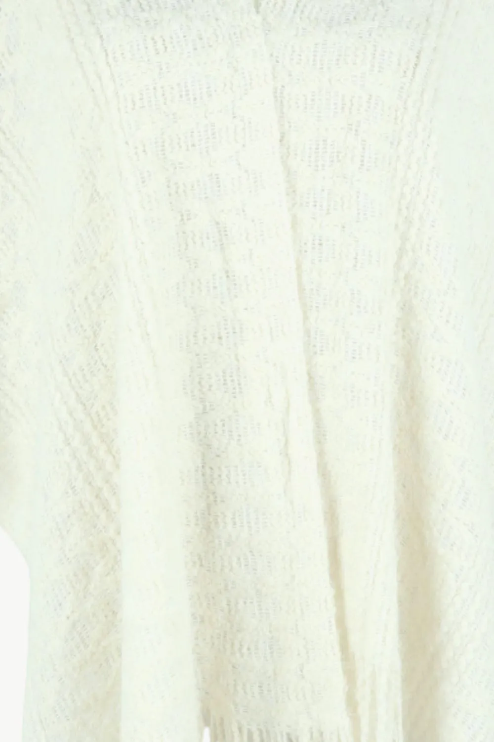 Open Front Fringe Hem Poncho