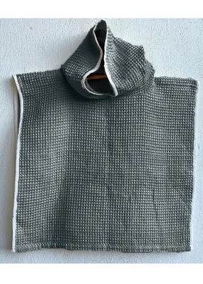 Organic Waffle Hooded Poncho Towel Set - Grey