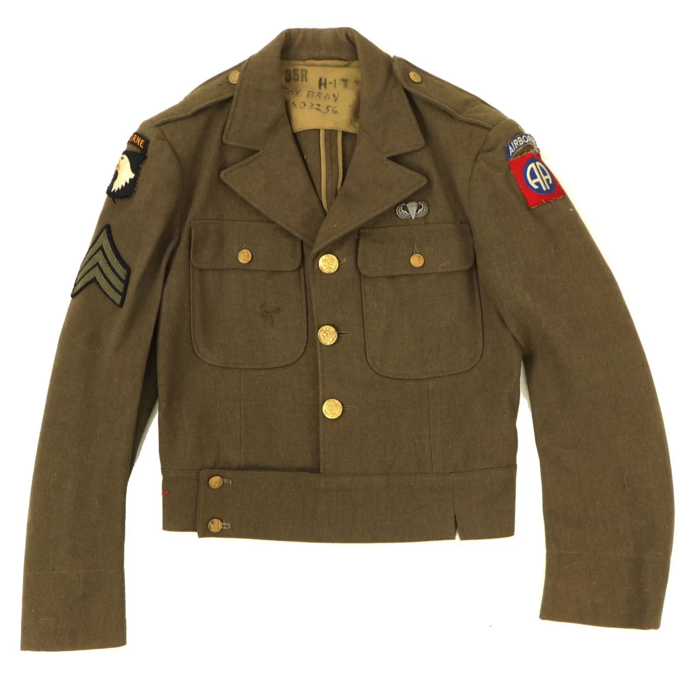 Original U.S. WWII 101st and 82nd Airborne Division Parachute Infantry Regiment Named Ike Jacket and Pants