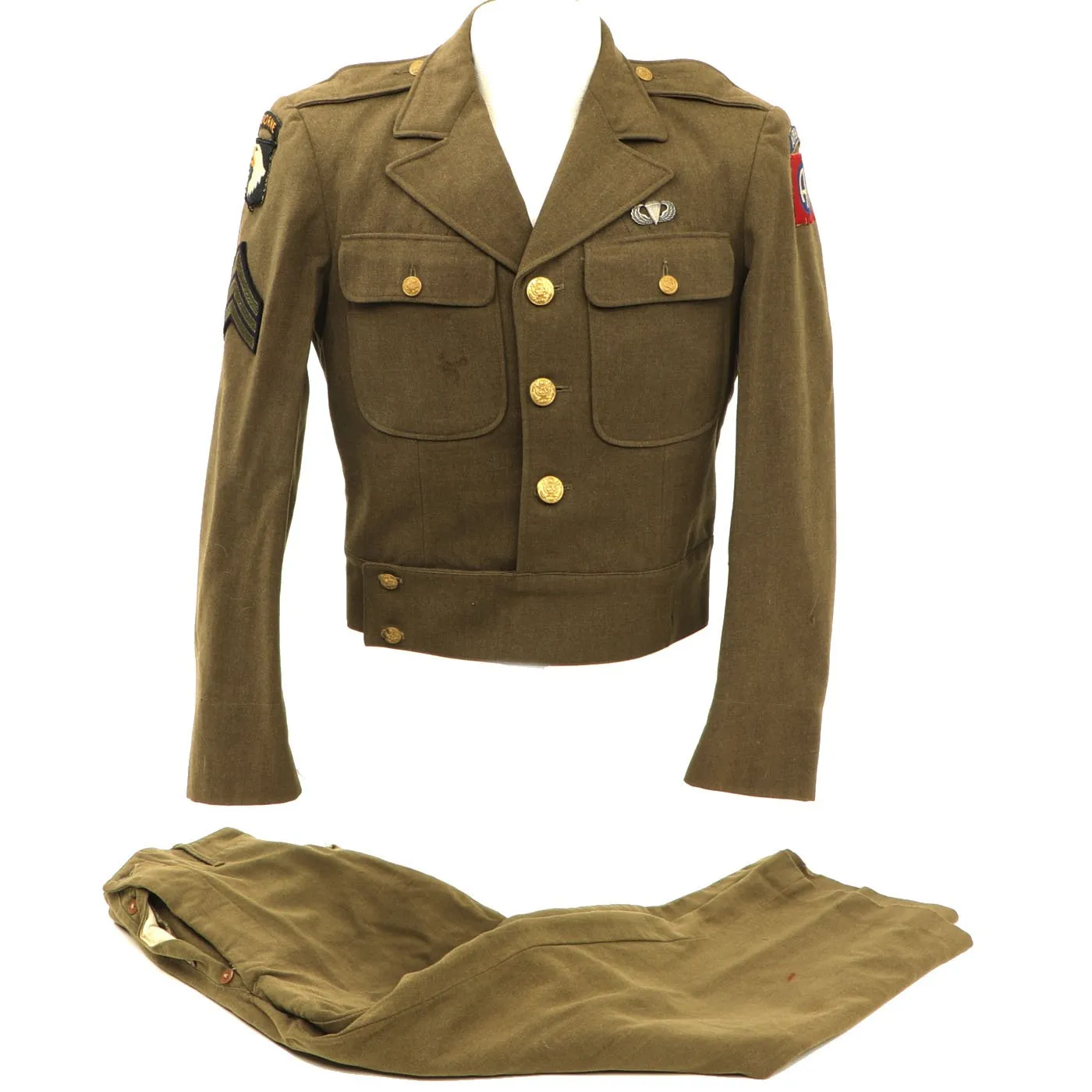Original U.S. WWII 101st and 82nd Airborne Division Parachute Infantry Regiment Named Ike Jacket and Pants