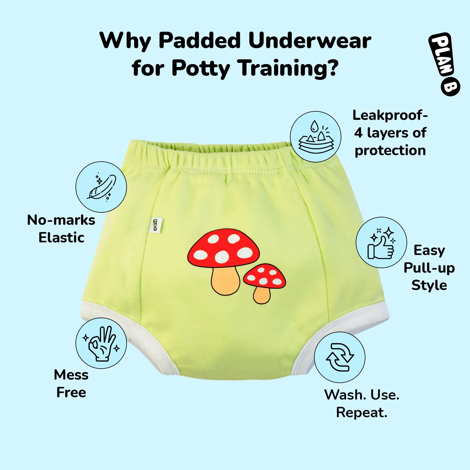 Padded Underwear for Potty Training - 4pack - Sea & Clouds