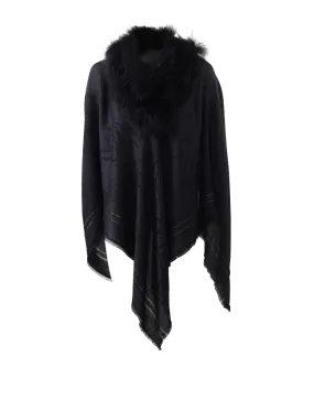 Poncho With Fur Trim