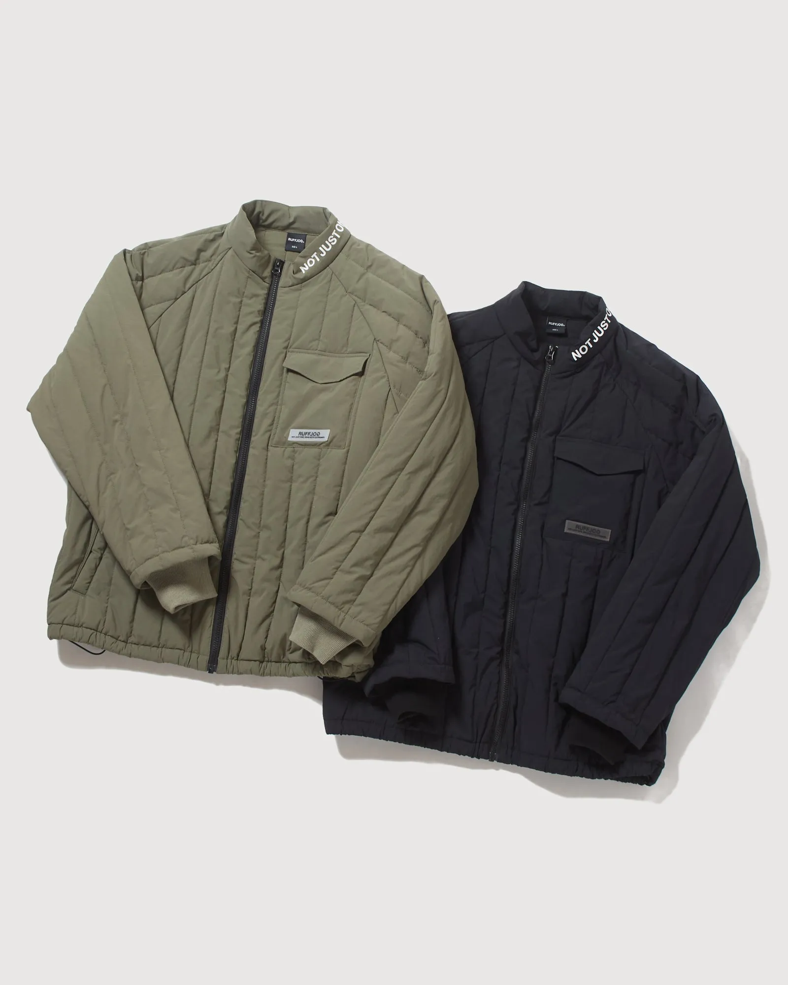 STRAIGHT QUILT PUFFER JACKET KHAKI