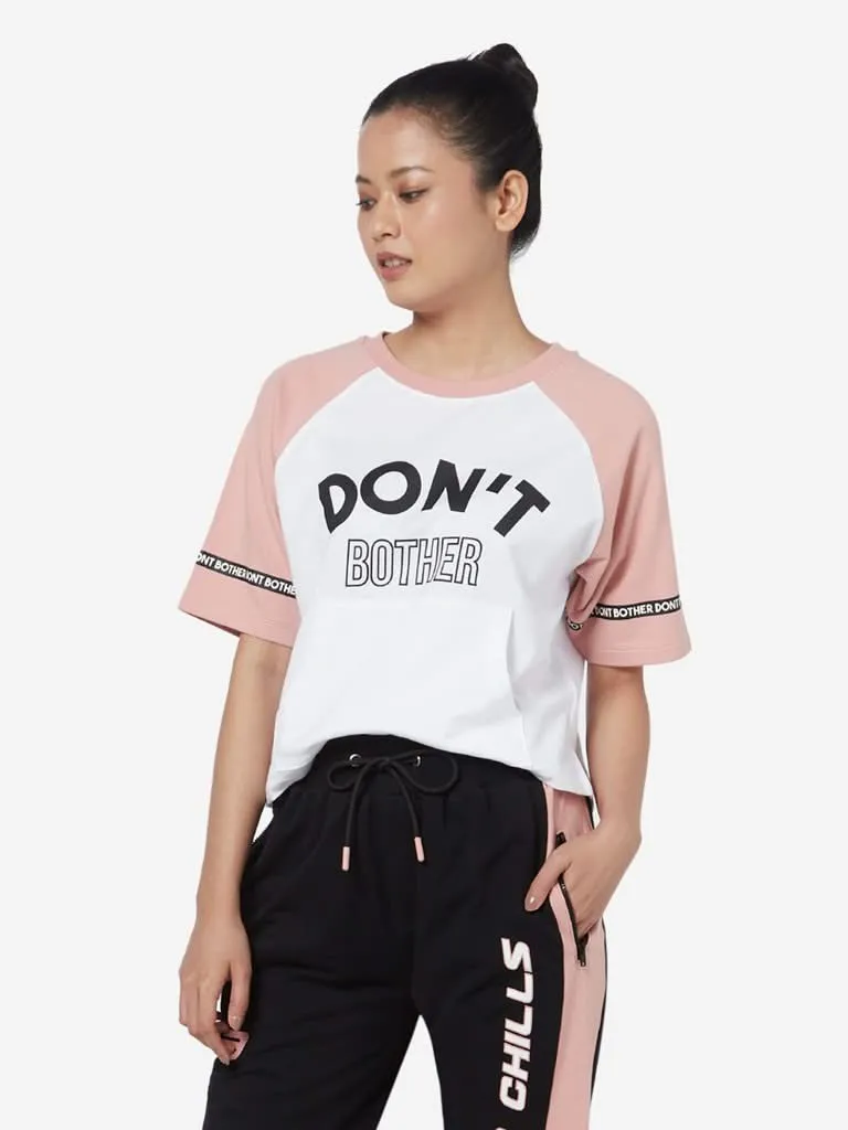 Studiofit White Text Patterned T-Shirt