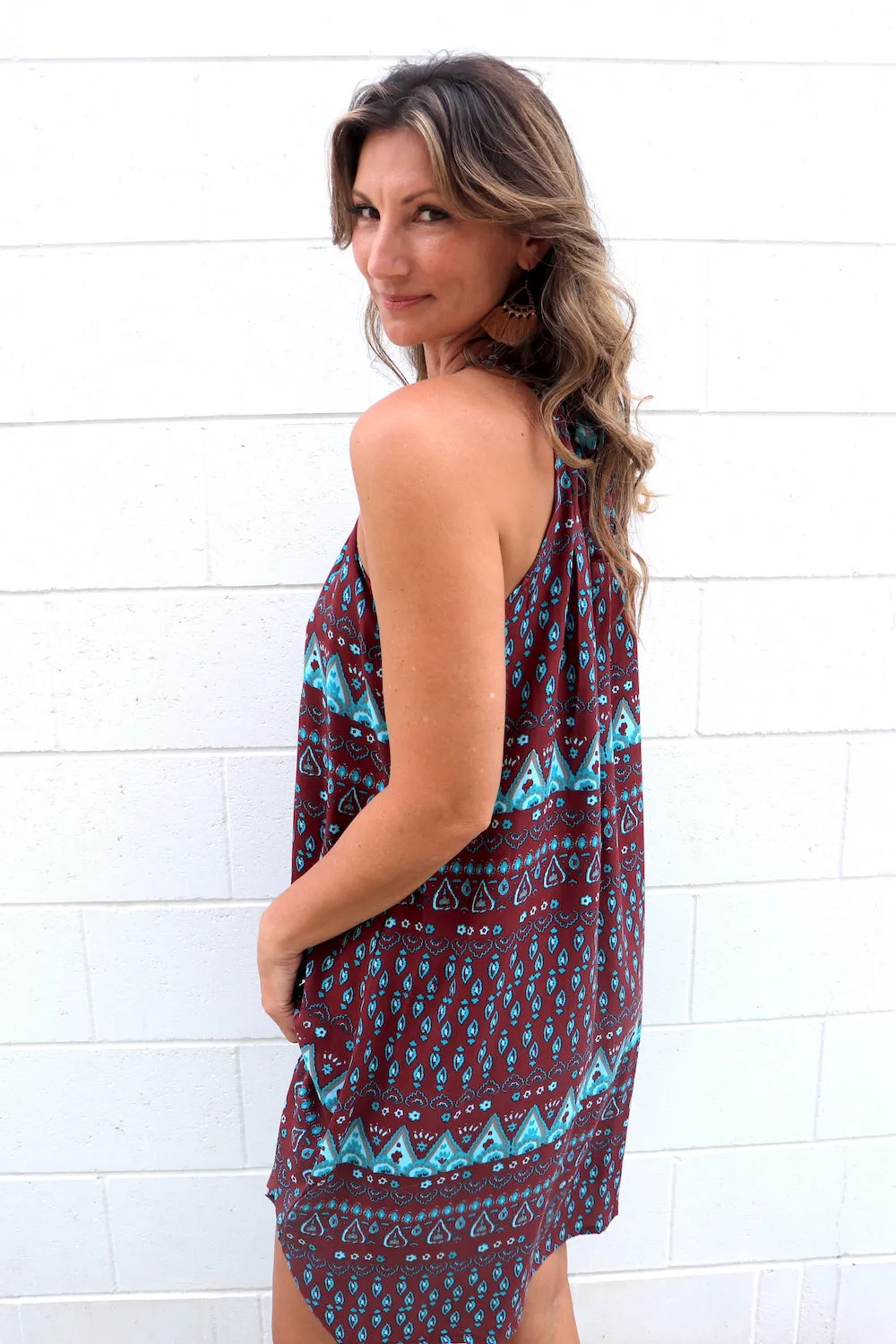 Tahiti Dress in Aztec Choc Mint