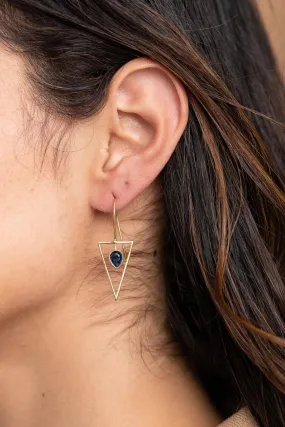 Triangle Open Frame Gemstone Earrings