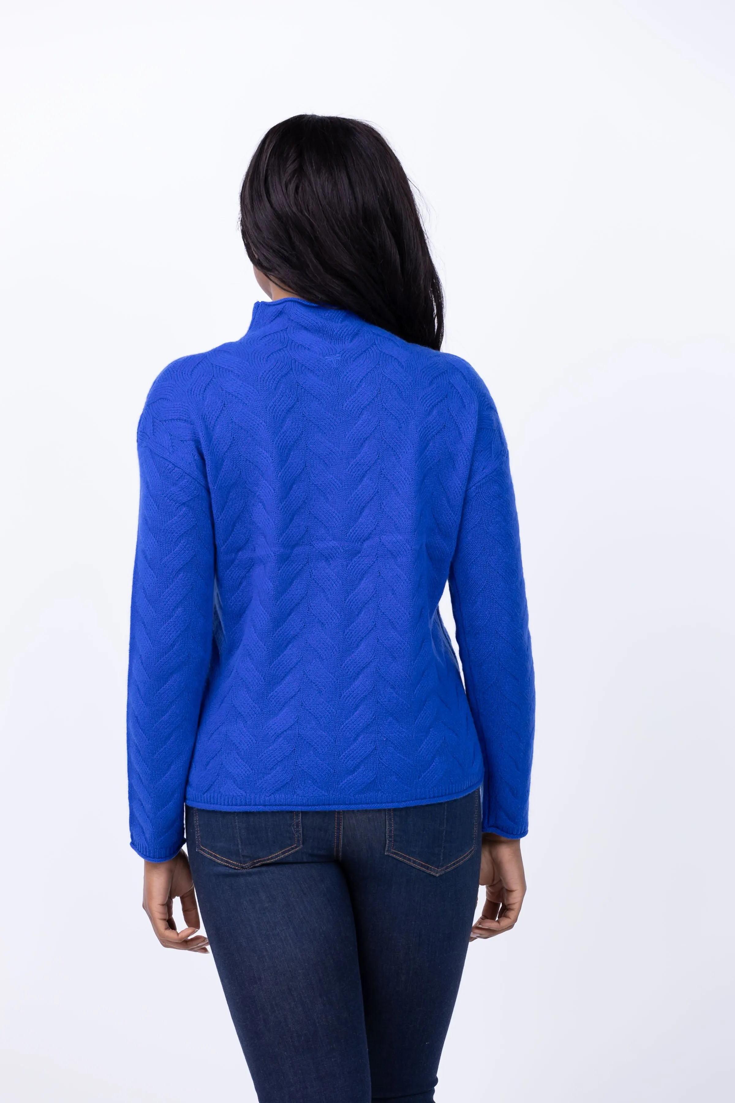 Tyler Boe Cashmere Basketweave Funnel Neck in Sapphire