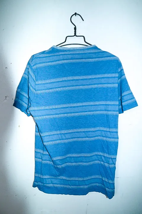 Vintage mens blus stripe Penguin Original short sleeve tees in L|L29 W22|SKU 6563